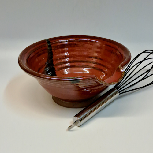 #230735 Mixing Bowl with Spout Red $16.50 at Hunter Wolff Gallery